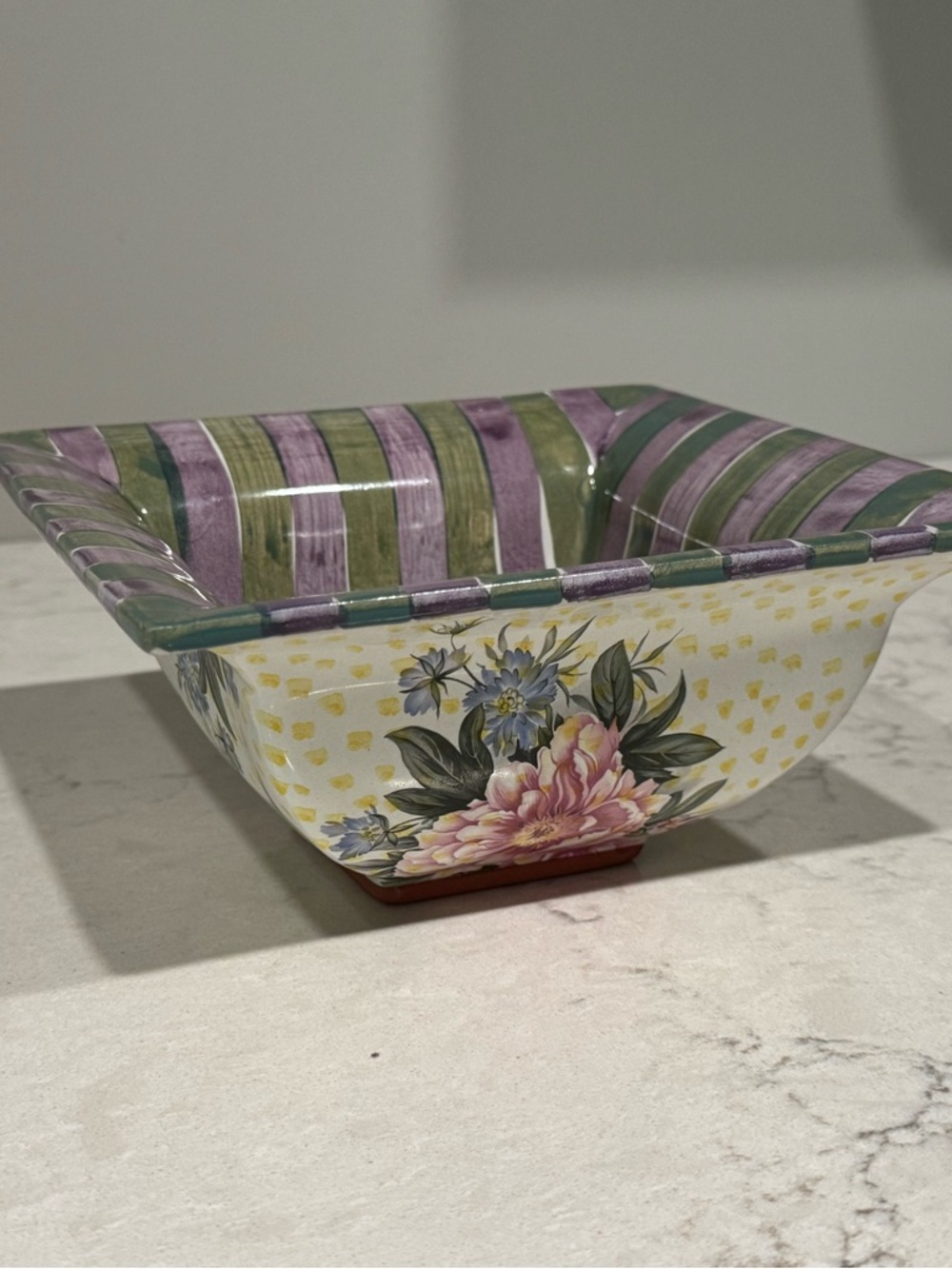 Vintage MacKenzie Childs Torquay Kelp and Urchin Square Bowl